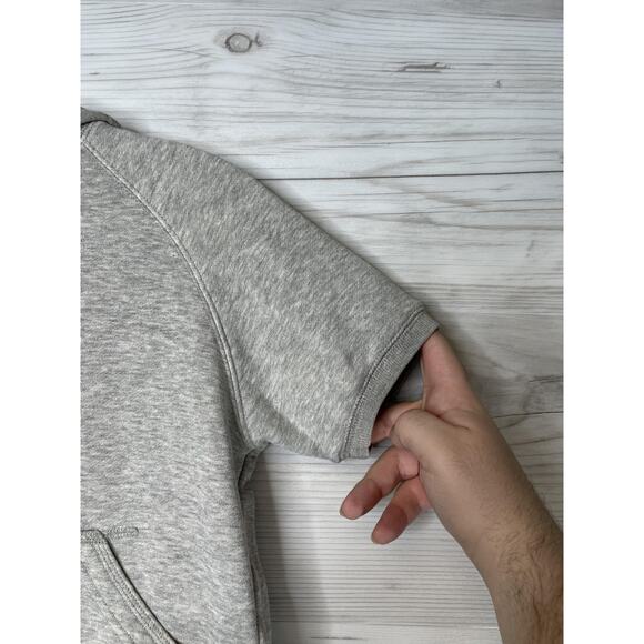 Nautica Jeans Co Hoodie Womens XS Gray Short Sleeve Raglan Logo Kangaroo Pocket - Picture 3 of 9